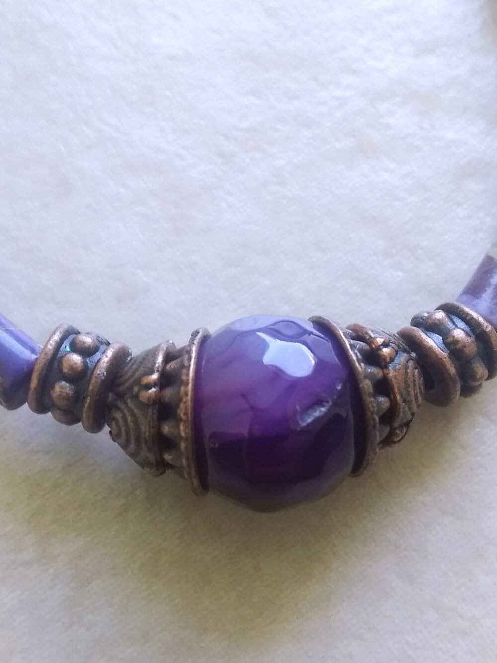 Purple Sea Sediment Jasper + Agate Bracelet - Slim-Line Boho Chic Gypsy Bracelet - Picture 5 of 9